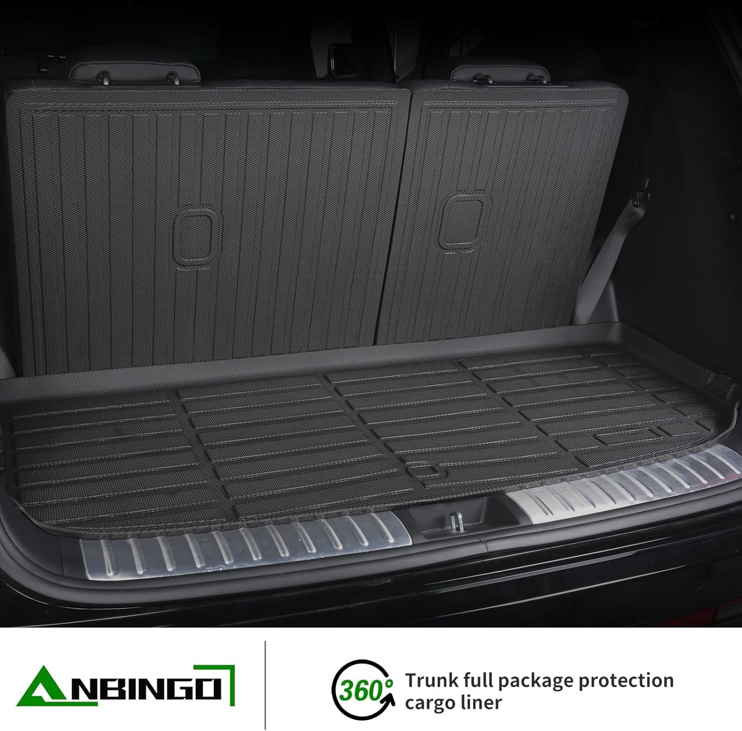 ANBINGO® Floor Mats & SeatBack Cargo Liner | Atlas 2018-2025 6 Passenger | 2nd Row with Bucket Seat | (50/50 Velcro Tape Fixed Backseat) TPE 3 Rows Car Mat Waterproof, Accessories