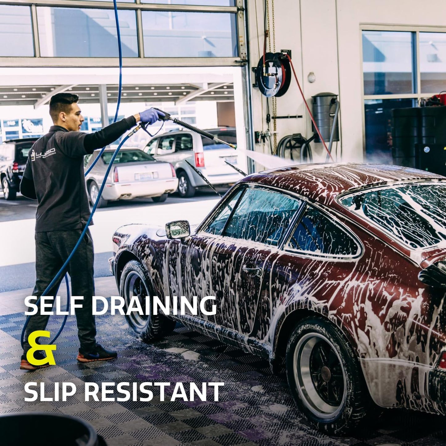 Big Floors RaceDeck Free-Flow Open Rib Self-Draining Design, Durable Copolymer Plastic Interlocking Modular Garage Flooring Tile (Graphite, 12 Pack of 12 x 12" Tiles)