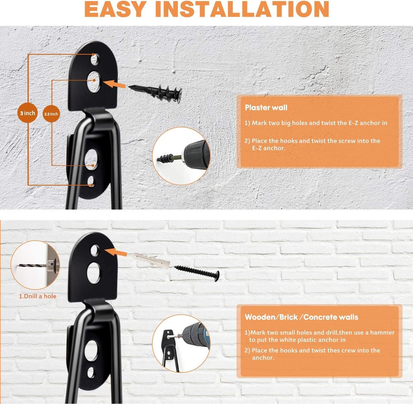 Garage Storage Hooks - 7.5 Inch Long Wall Mount Hanger, Garage Organizer Heavy Duty Utility Hooks for Ladder, Ski, Chairs, Garden Tool, Bulk Items