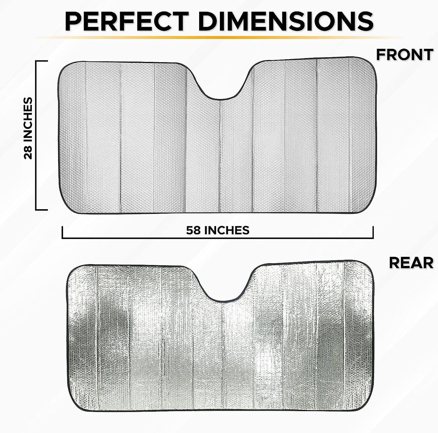 EcoNour Accordion Car Windshield Sun Shade (Gray) | Foldable Car Window Shades for UV Protection & Heat Block | Keeps Interior Cool | Sun Blocker for Front Window | 58 x 28 Inches