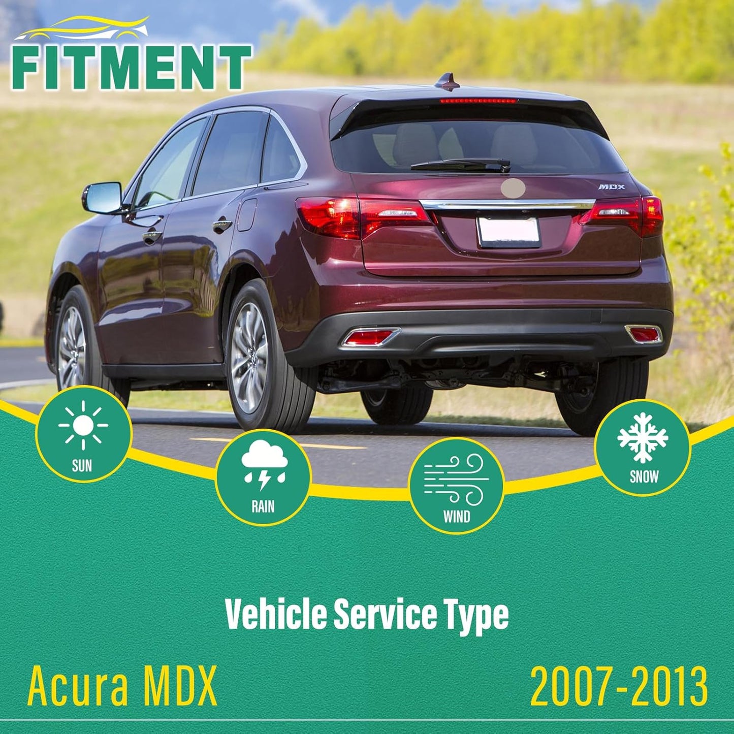 26" 21" 12" Windshield Wiper Blades Replacement for Acura MDX 2007 2008 2009 2010 2011 2012 2013 Premium All Weather Front Rear Wipers Set - OEM Quality (Pack of 3)