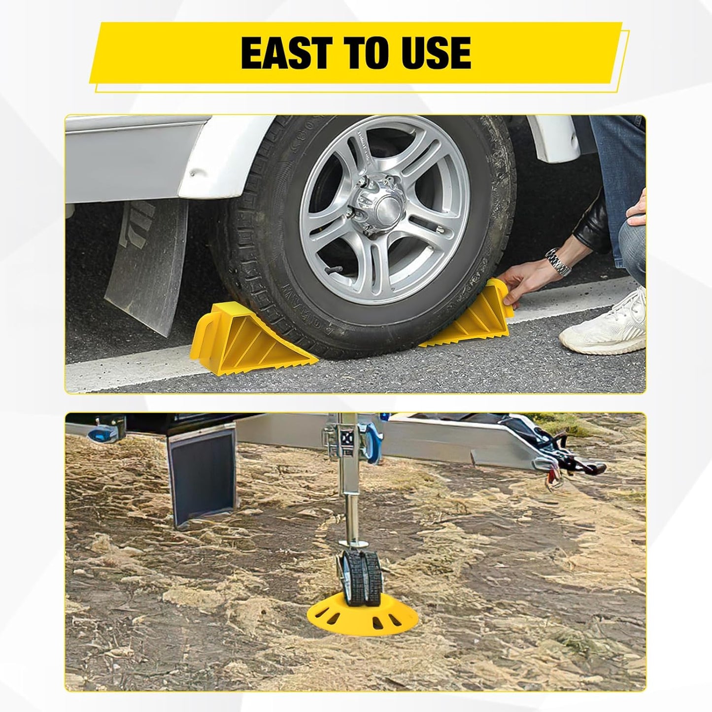 Nilight Trailer Wheel Chocks and Wheel Dock Kit - Prevents Trailer Wheel Sinking, Accessories for Boat Trailer Travel Campers, and RVs