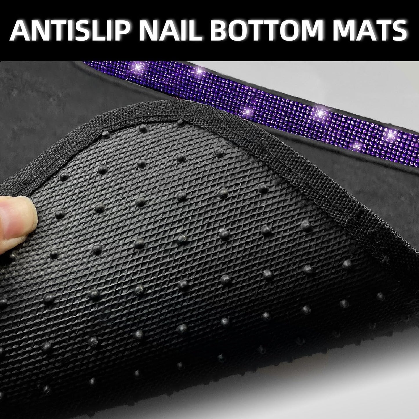 NBTEPEM Purple Violet Bling Car Floor Mats Full Set, Universal Fit Most Cars,SUV, Trucks, 4 pcs Sparkle Glitter Diamond Carpet for Women Girls with Anti-Slip Pad (Purple Violet Diamond)