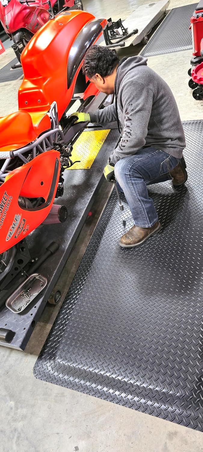 Rhino Mats, American Classic Diamond Anti-Fatigue Mats, Industrial Ergonomic Comfort Standing Mat for Work, Home, Garage, Office, Kitchen or Anywhere (Black 1" Thick, 4 FT. x 19 FT.)