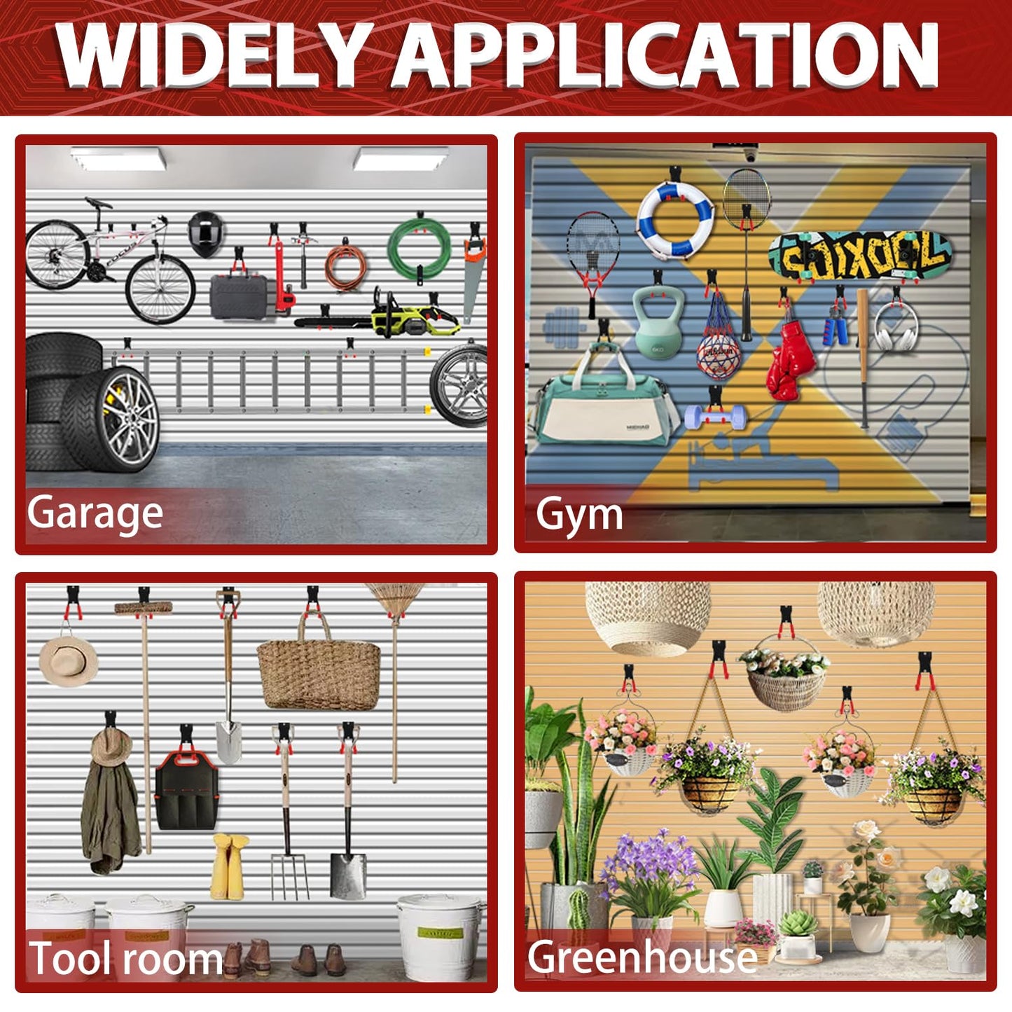 3-H Slat Wall Hooks 12 Pack 4.5 Inch, Slatwall Hooks U Shape,Slatwall Accessories Heavy Duty for Space Saving Used as Proslat Accessories(Red)