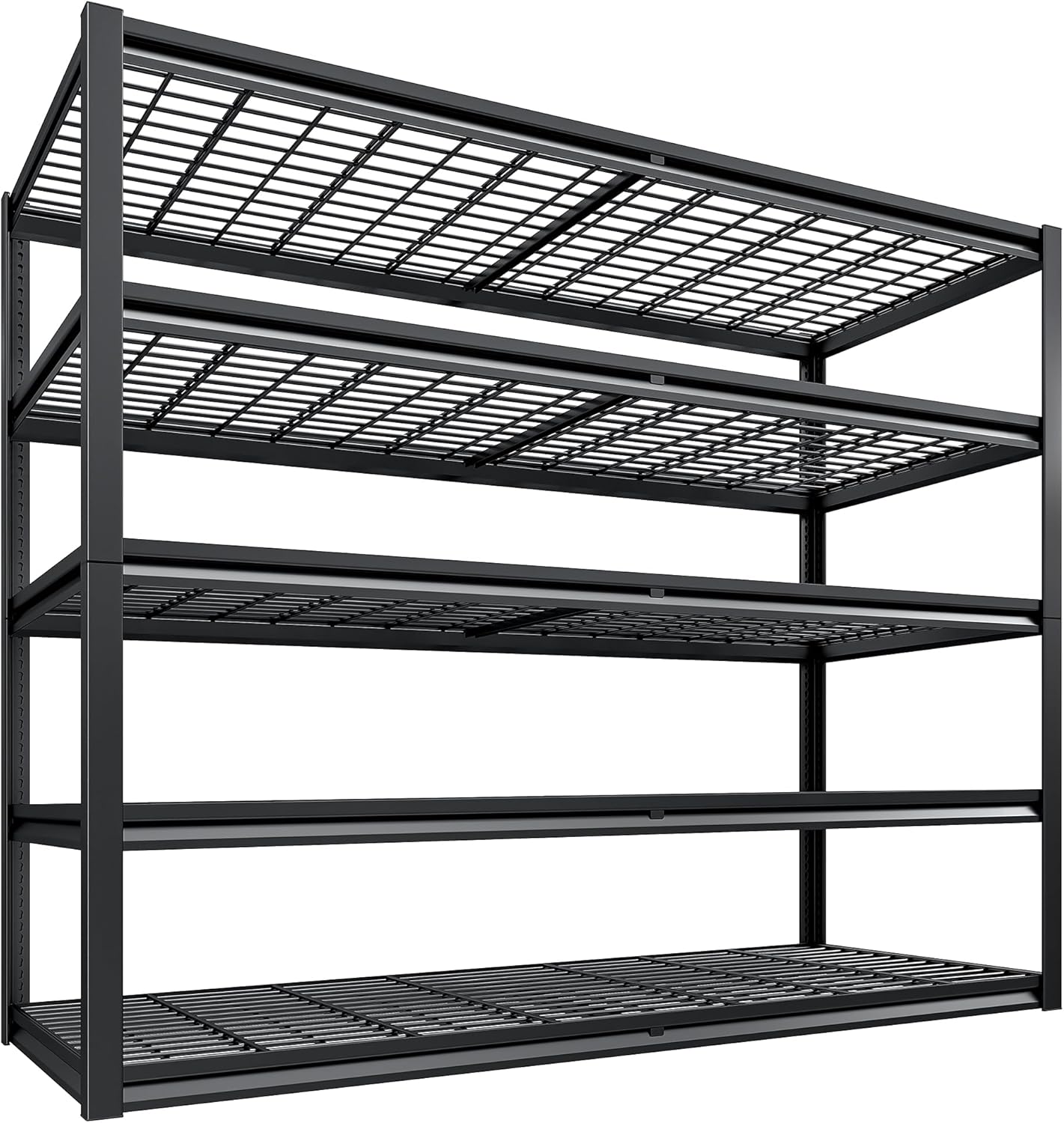 REIBII 78" H Garage Shelving Heavy Duty Load 3000LBS, Adjustable Storage Shelves, 5 Tier Metal Shelving Unit for Storage Racks Industrial Shelf, 55.2" W x 26" D x 78" H, Black
