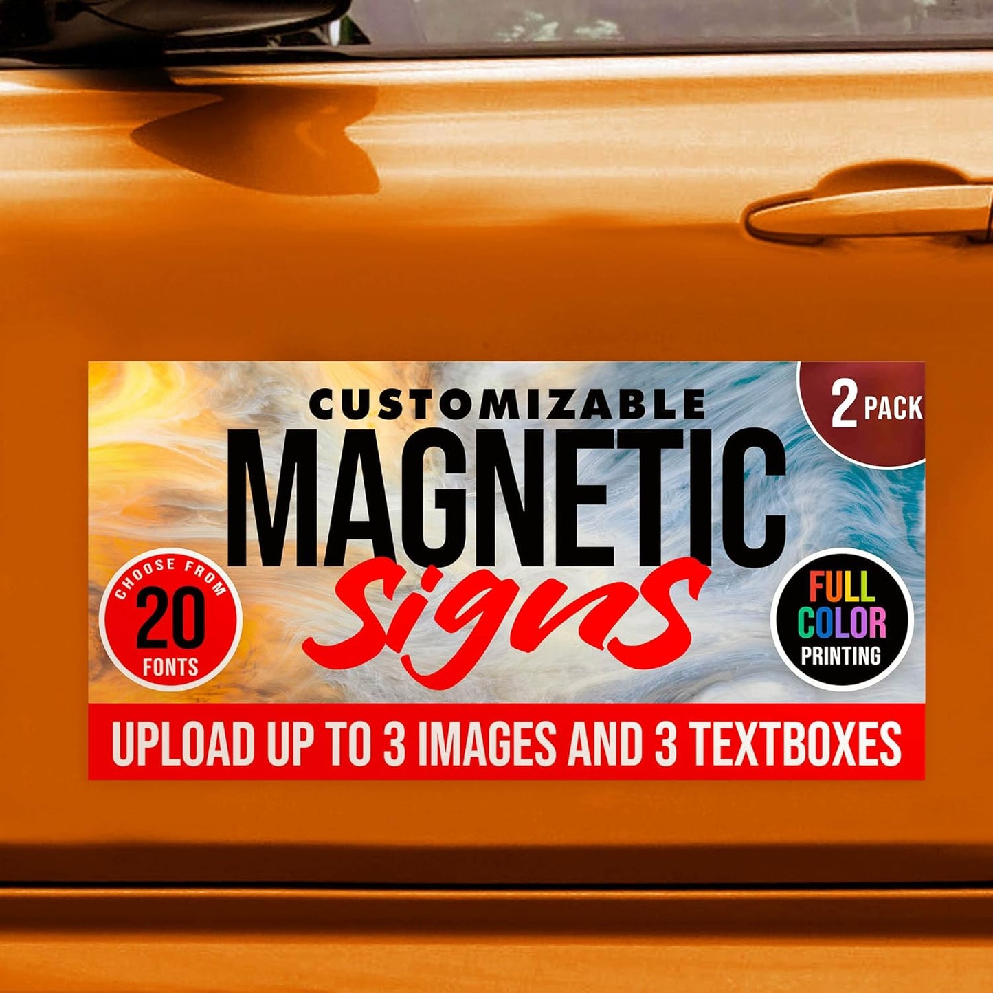 2 Pack, Personalized Magnetic Signs for Vehicles, Custom Car Magnets for Businesses, Customized Full Color Magnetic Truck Signs, 12x24 Car Magnet Signs (Design E)