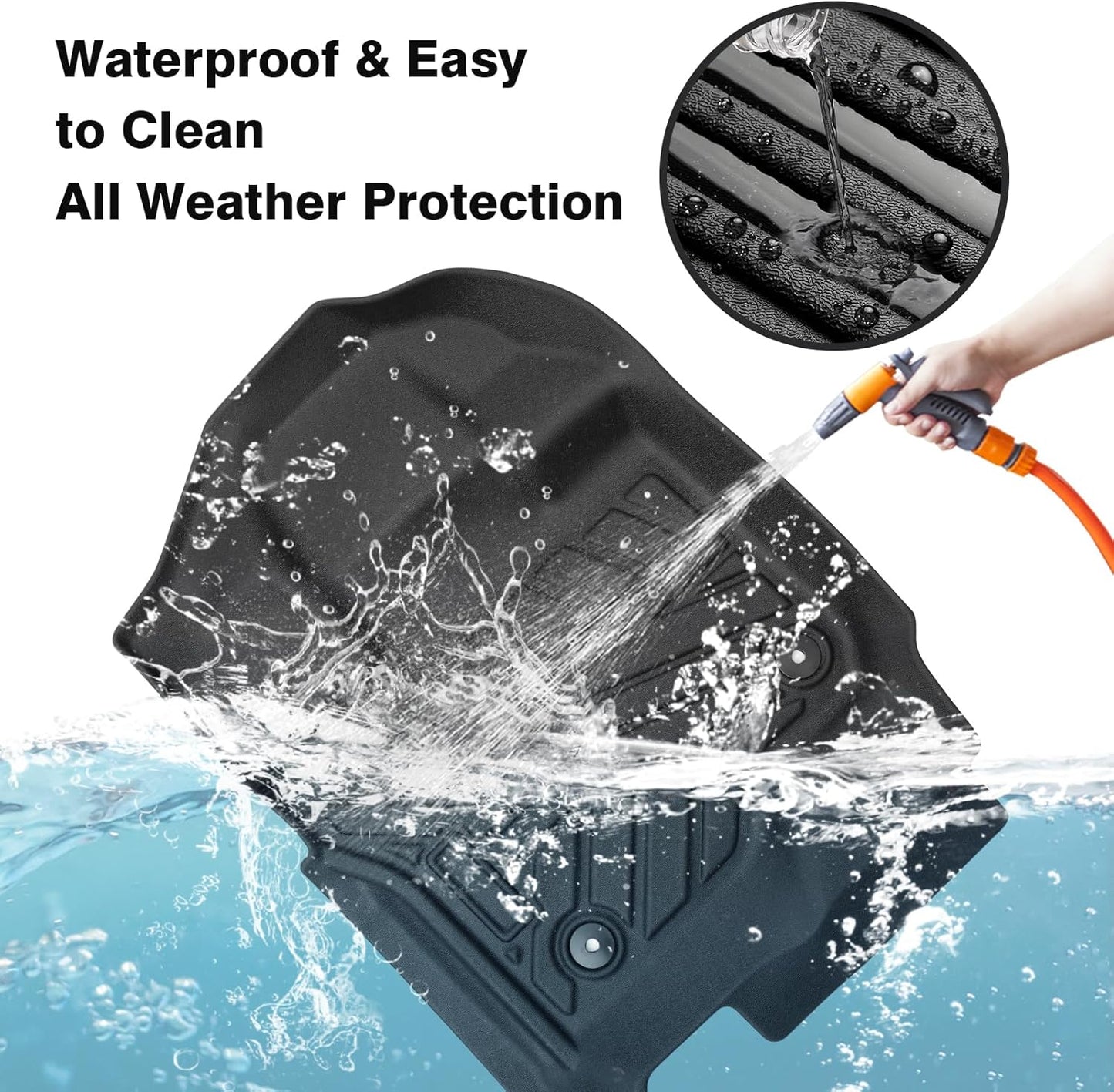 Powerty Floor Mats for 2015-2025 Ford F-150 SuperCrew/F150 Lightning Accessories All Weather Floor Liner 3D TPE 1st & 2nd Row Floor Mat Heavy-Duty Floor Liners