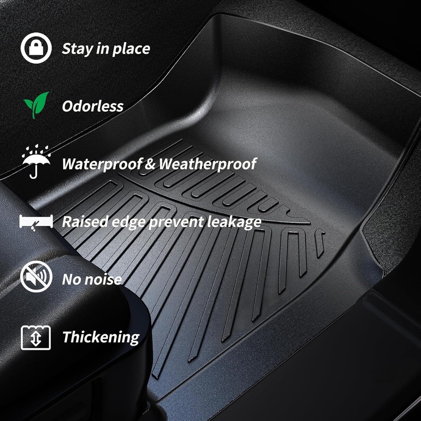 SANBAN Floor Mats & Trunk Mat & Backrest Mat for 2025 Nissan Kicks TPE All Weather Protection 2 Rows Car Floor Liners & Cargo Liners with Velcro Rear Seats Backrest (Only Suitable Upper Layer)