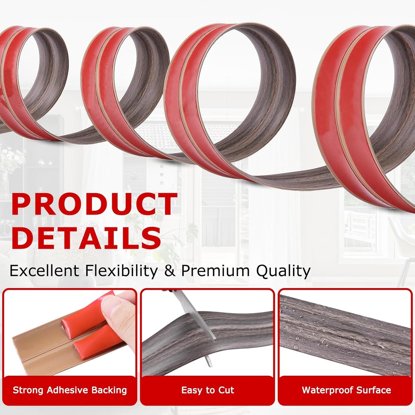 Flexible Wall Corner Protector Moulding Trim Peel and Stick Wall Corner Guards Edge Protector Self Adhesive Molding Trim Strip for Edge Ceiling (Brown Walnut Wood Grain, 2.4 in x 20 Ft)