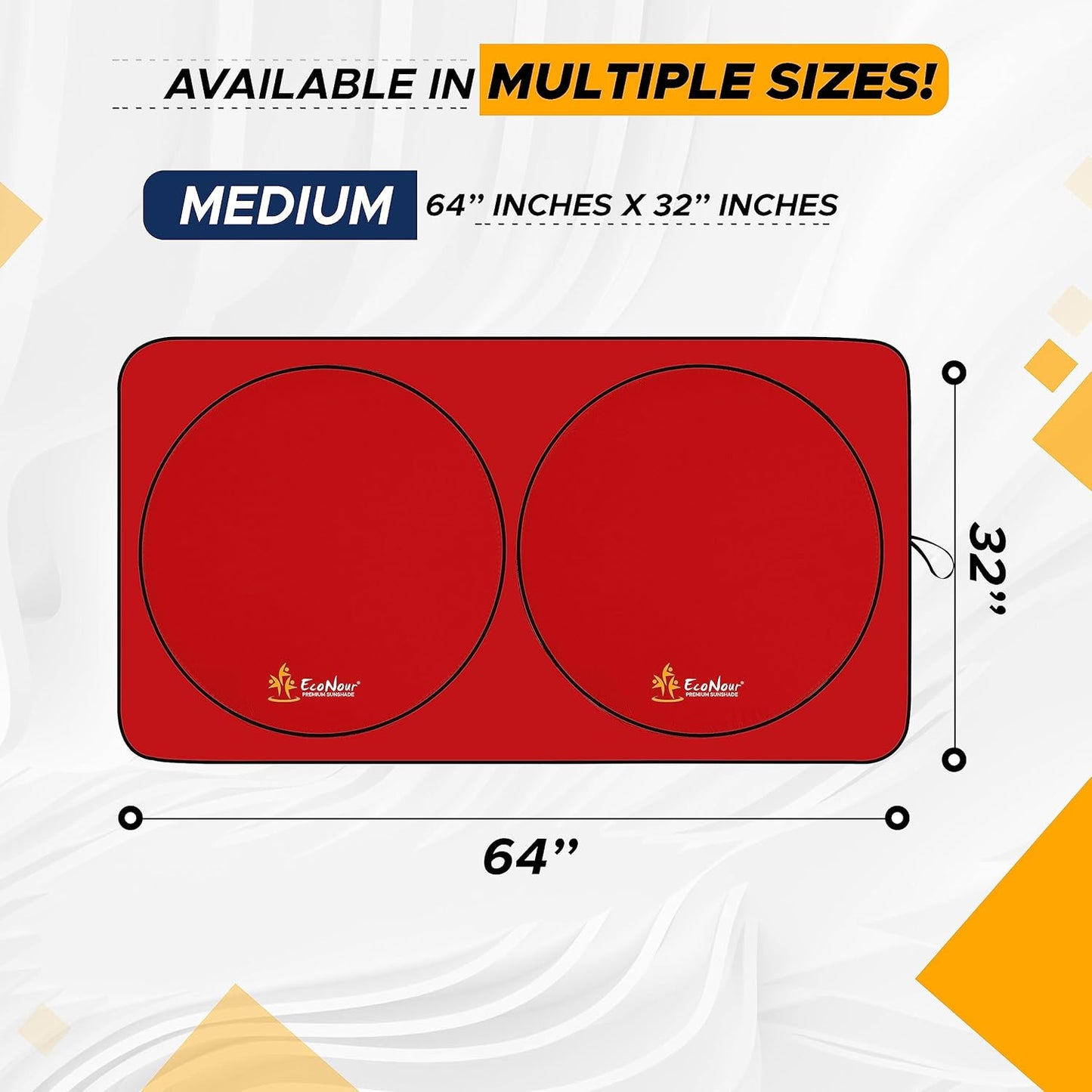 EcoNour Windshield Sun Shade Premium | Sunshade Protects Car Interior | Car Sun Shade Windshield Blocks UV Ray & car Accessories | Universal Fits Small Sedans | Mini SUV & Hatchbacks | Medium (64x32)