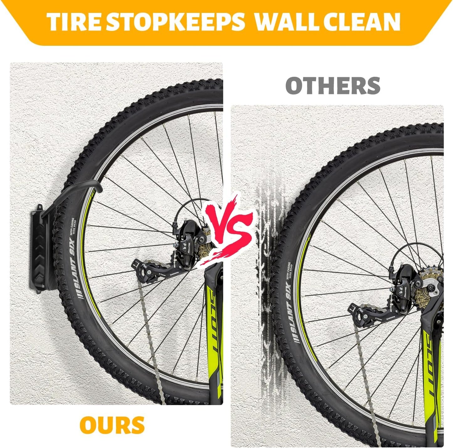 Bike Rack Wall Mount, Garage Wall Bike Rack, Vertical Bike Rack Holds Up to 66lbs, Garage Space Saving Sturdy Wall Bike Rack,Bike Hanger for MTB, Road, eBike, Easy to Install