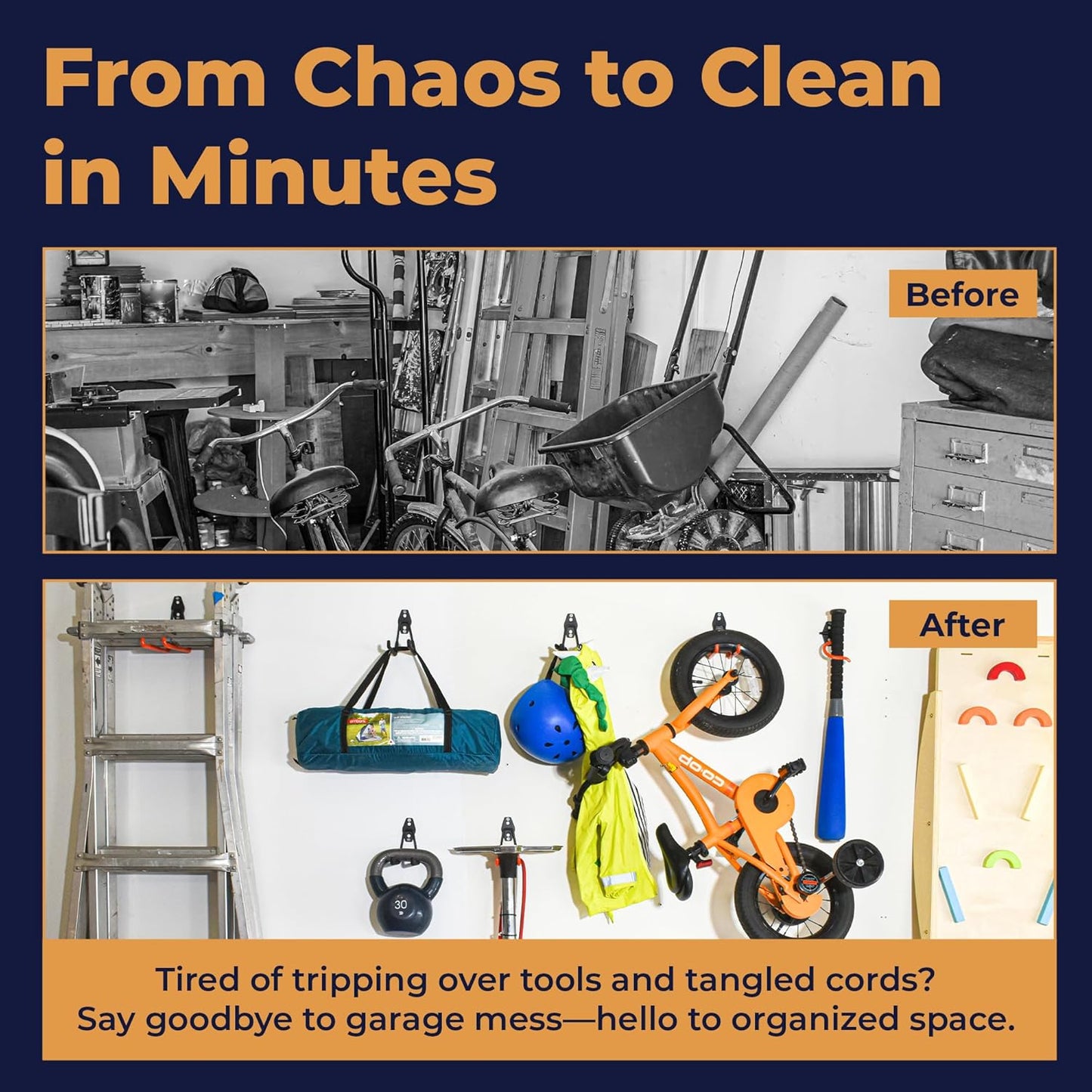 28 Pack Steel Heavy Duty Garage Hooks Storage Hooks with Anti-Slip Coating, Utility Garage Wall Mount Hanger and Organizer for Bikes, Ladder, Rope, Broom, Shovel and Garden Power Tools (28, Orange)