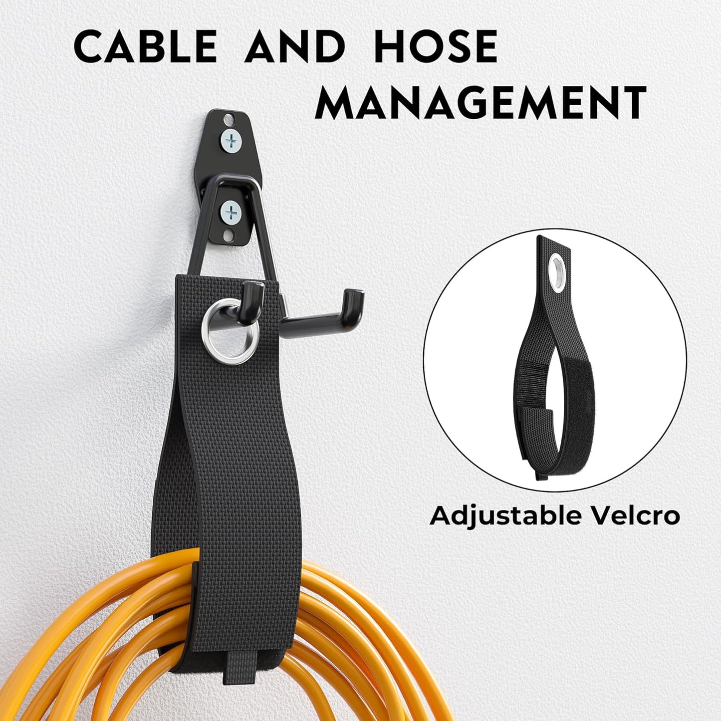 BONTEC 16 Pack Heavy Duty Garage Hooks, Steel Wall Mount for Garage Organization, Ladder & Bike Hooks, Garden Hose Holder, Tool Hangers, for Home, Workshop & Storage (Black)