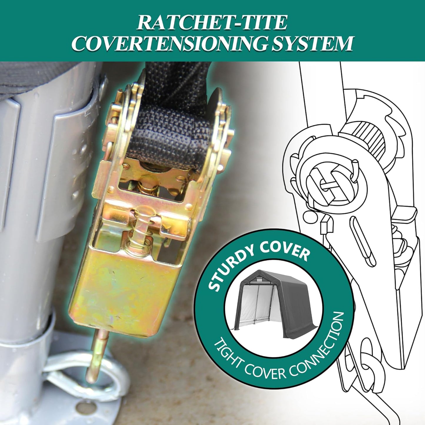 8' x 8' Outdoor Storage Shelter Shed- Heavy Duty Storage Tent with Roll-up Ventilated Windows, Portable Garage Zipper Storage shed for Bike, ATV, Motorcycle Shelter, Gray