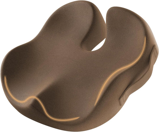 ProtoArc Seat Cushion, Office Chair Cushion for Sciatica, Coccyx Cushion, Ergonomic Memory Foam Seat Cushion for Car, Home, Pressure Relief Pad for Hip, Tailbone, All Day Comfort - Coffee