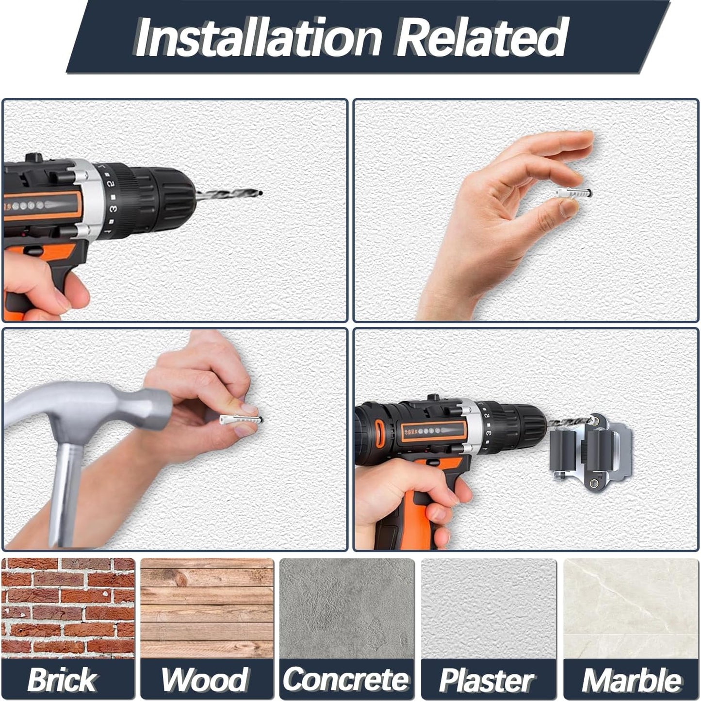 3-H Mop and Broom Holder Big Size Hanging 1 KG Extra,15 Pack Broom Hanger Wall Mount for Hanging and Organizing Shove Rake Yard Tools in Shed Kitchen Laundry Room Bathroom Garden(black)