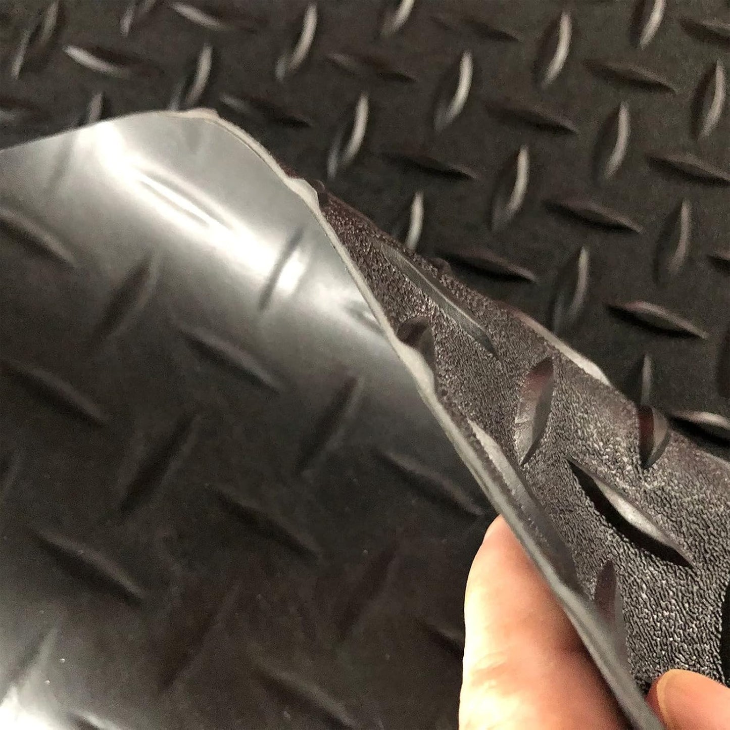 Boshen 5Ft x 12Ft Garage Floor Mat 2.5mm Thickened Rubber Flooring Roll 60sqft Diamond Plate PVC Rubber Trailer Mat Non-Slip Floor Protector Mat for Garage Warehouse Basement Trailer - Black