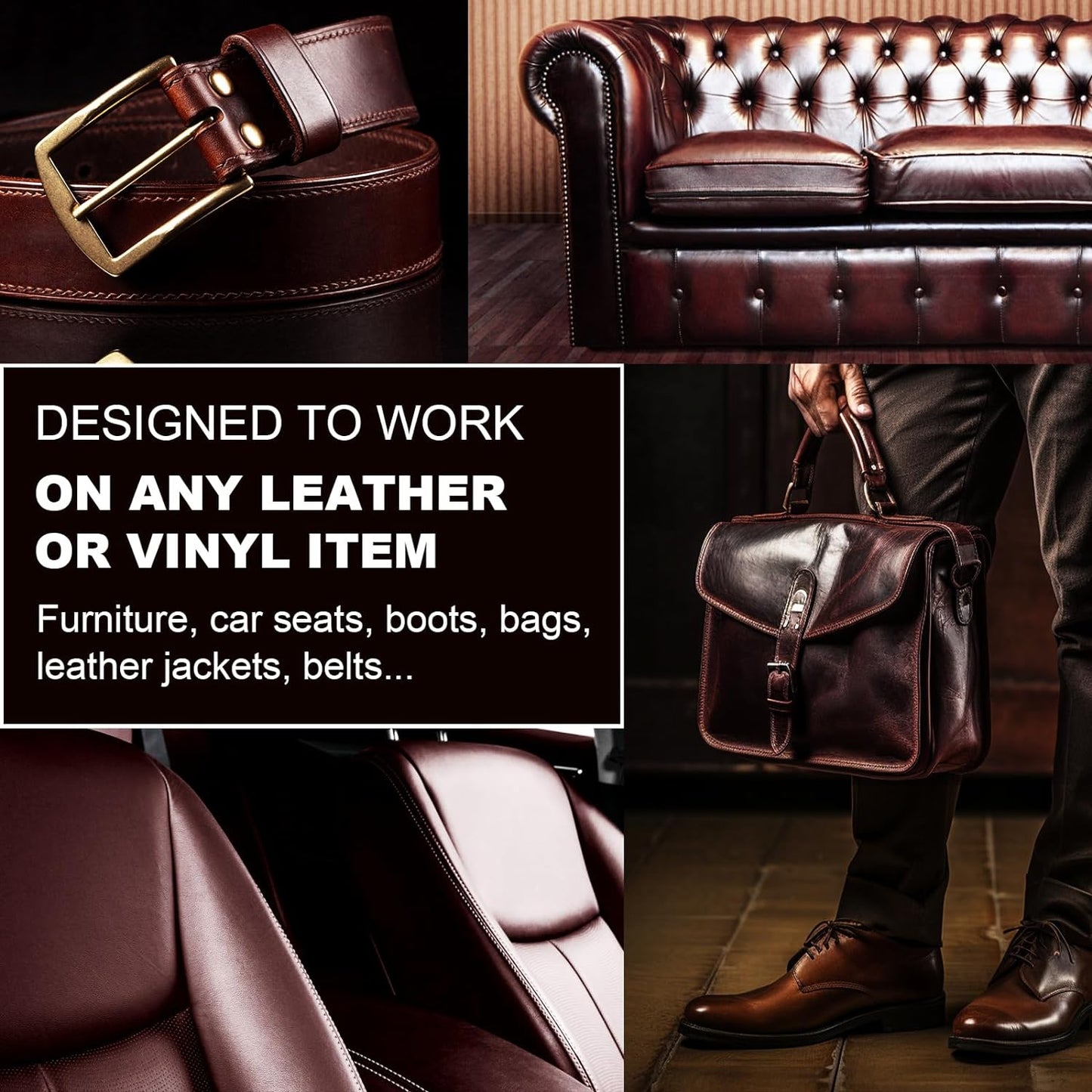 12oz Leather Recoloring Balm & 3.4oz Mink Oil Leather Conditioner kit,Maroon Leather Color Repair Kits for Couches, Leather Couch Paint Scratch Repair for Furniture Car Sofa Shoes Leather Dye