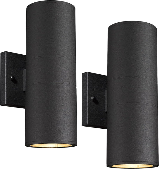 Ken & Ricky Outdoor Wall Sconce Lights, Black Exterior Lighting Fixtures,Cylinder Outdoor Light Fixtures for House Garage Front Door Patio Entryway 2 Pack