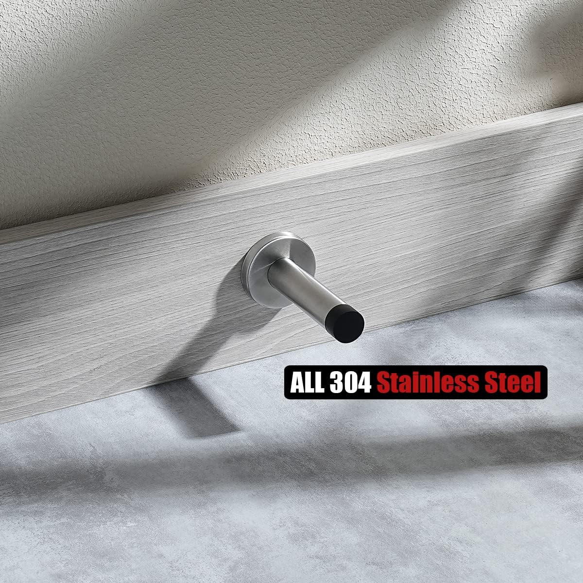 JQK Door Stopper, 304 Stainless Steel Thicken 1mm Sound Dampening Door Stop Bumper Wall Protetor 8 Pack, Brushed, DSB5-BN-P8
