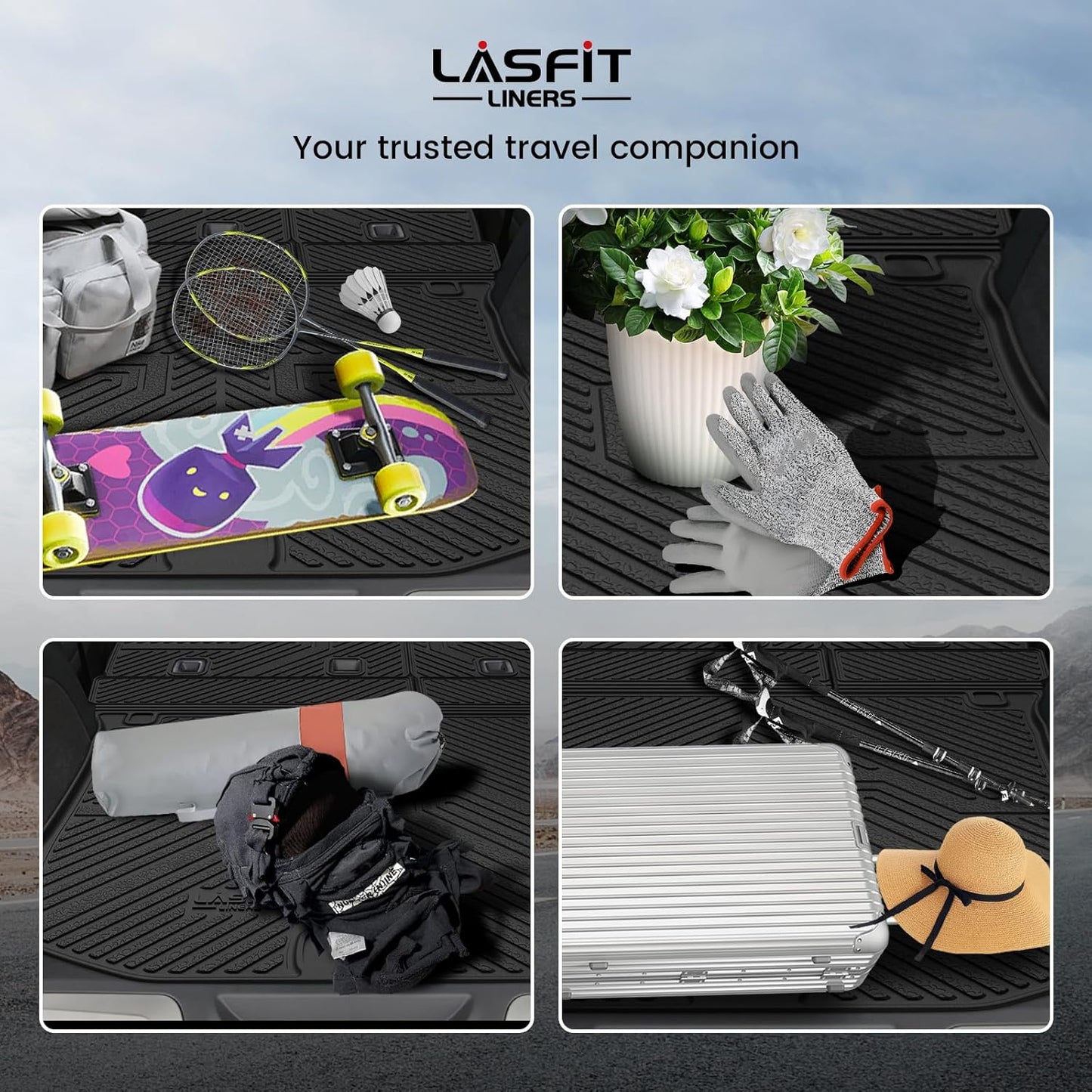 LASFIT Cargo Mat for Jeep Grand Cherokee 2011-2021 All Weather TPE Custom Fit Rear backrest Mat Trunk Seatback Cargo Liner, Black