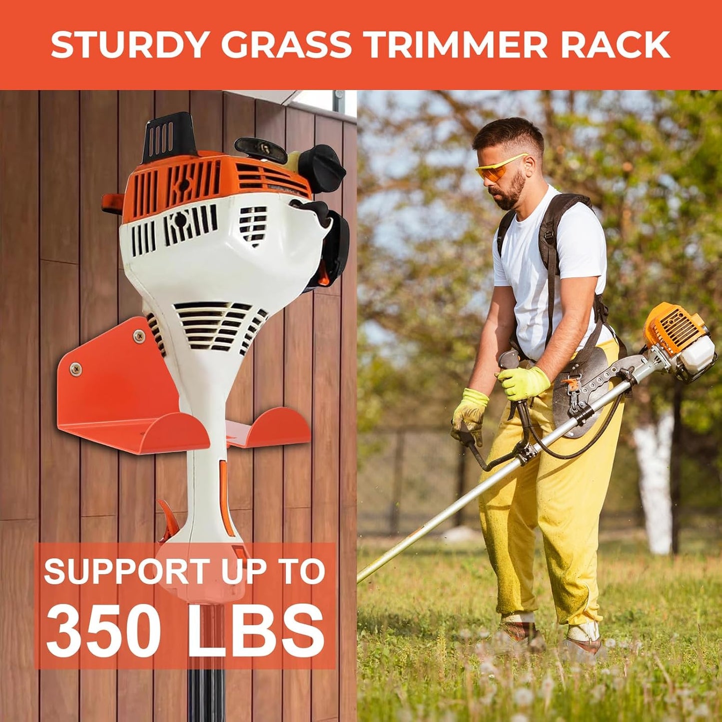 Garage Organizer Trimmer Rack, 2 Pack Heavy Duty Weed Eater Hanger Garage Storage, Wall Hanging Garden Power Tool Hanger Weedeater Rack