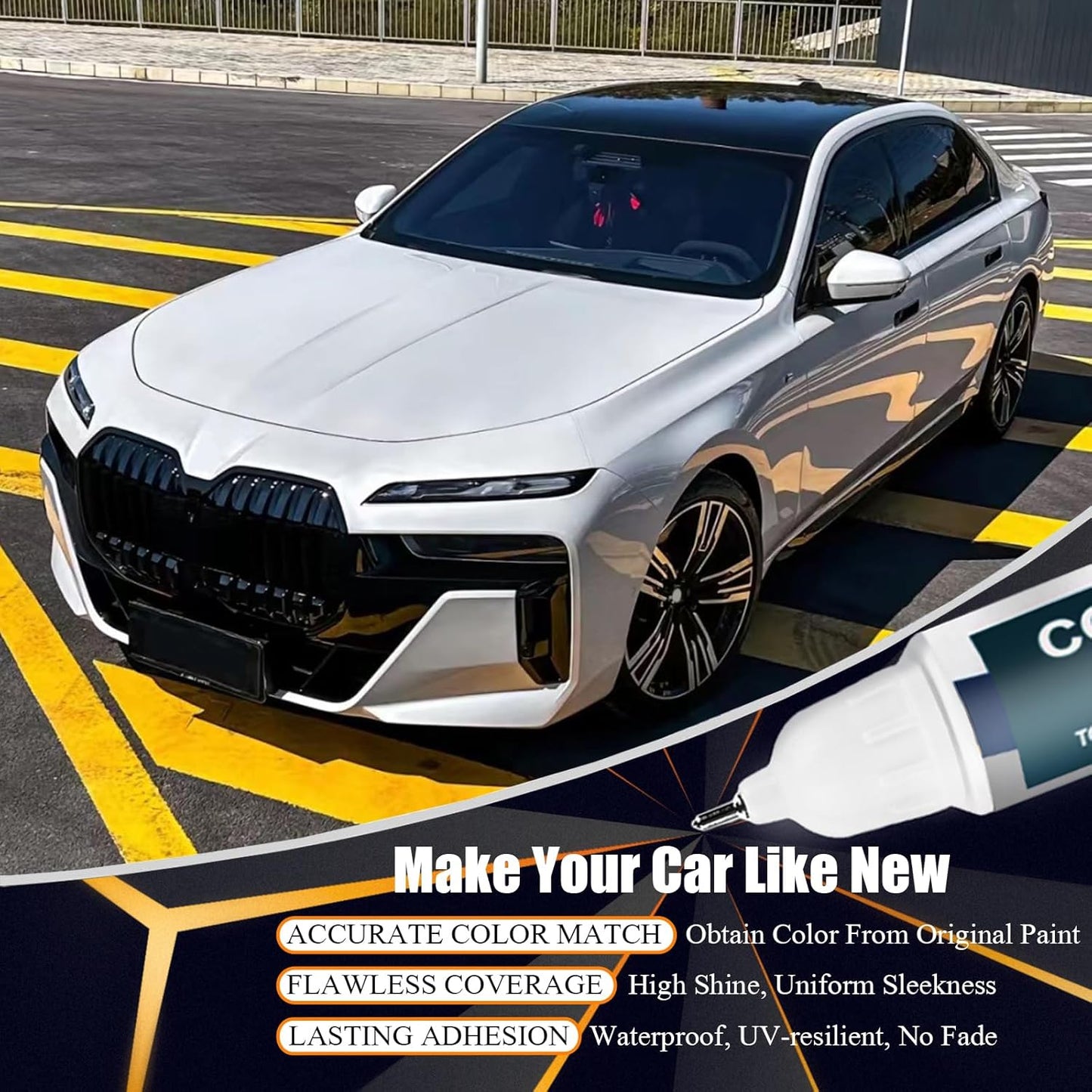 Mineral White Metallic(A96) Touch Up Paint for BMW, Car Paint Pen Scratch Repair Two-In-One Touch Up Paint, Premium Car Scratch Remover for Deep Scratches