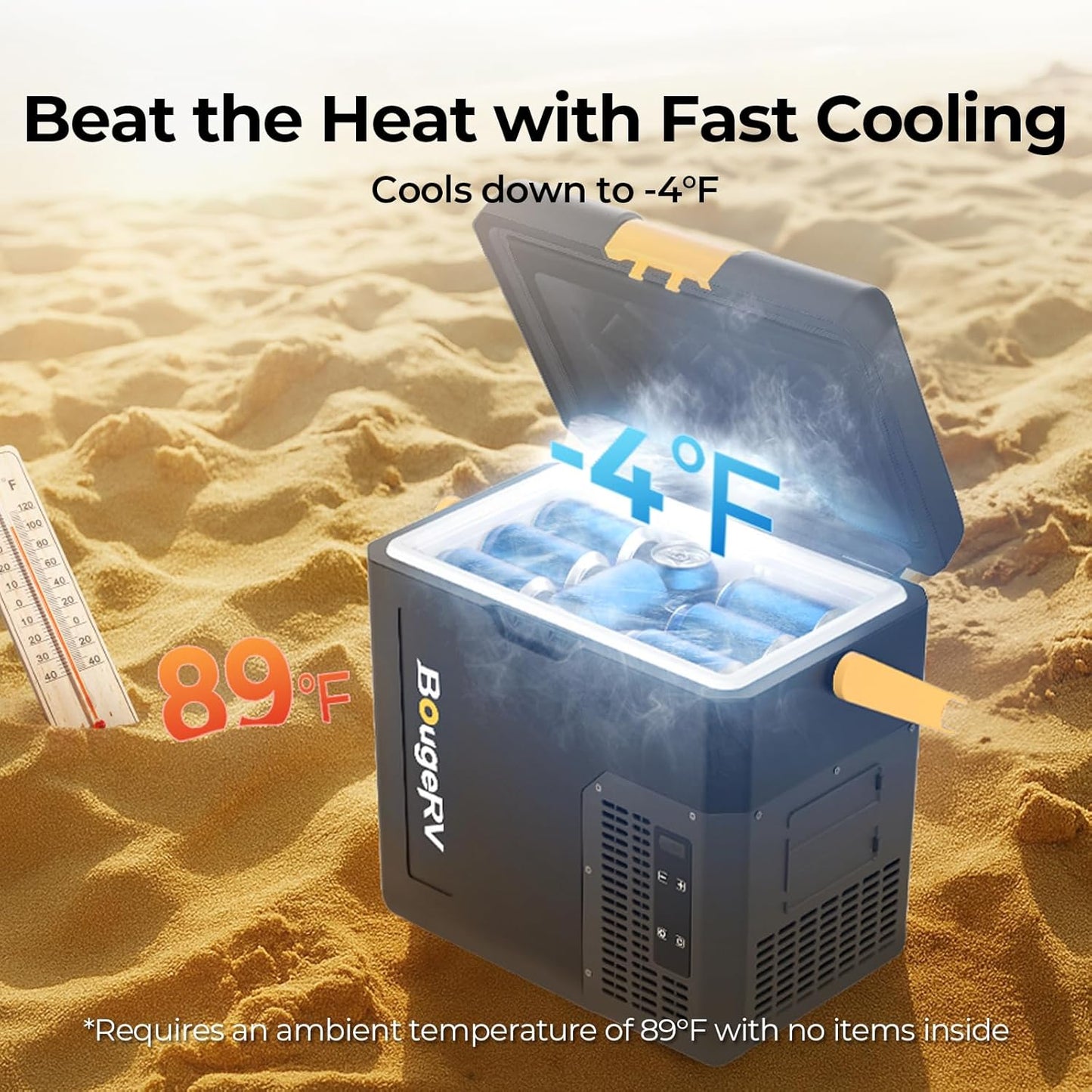 BougeRV CRH 12 Volt Refrigerator, 19QT Car Fridge with 173Wh Detachable Battery, 18L Portable Freezer, -4~68℉, 12/24V DC, 110~240V AC, Ideal for 2 People, Road Trips, Truck, Camping (Battery Included)