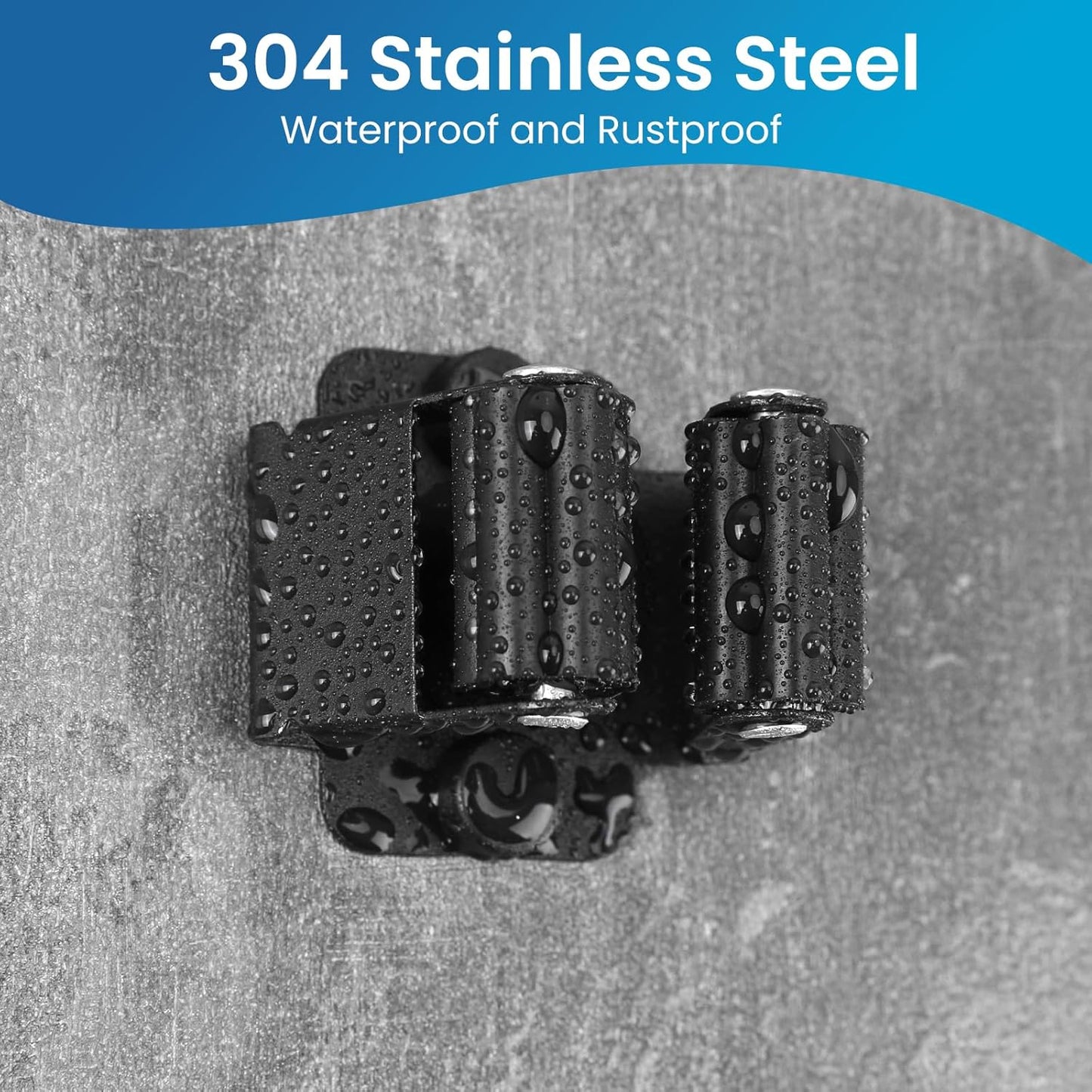 Broom Holder Wall Mount, 24PCS Broom Hanger Wall Mount, Stainless Steel Heavy Duty Mop Holder Broom Mop Hanger Wall with Screws, Garden Outdoor Tool Organizer Rack Broom Hanger (Black)