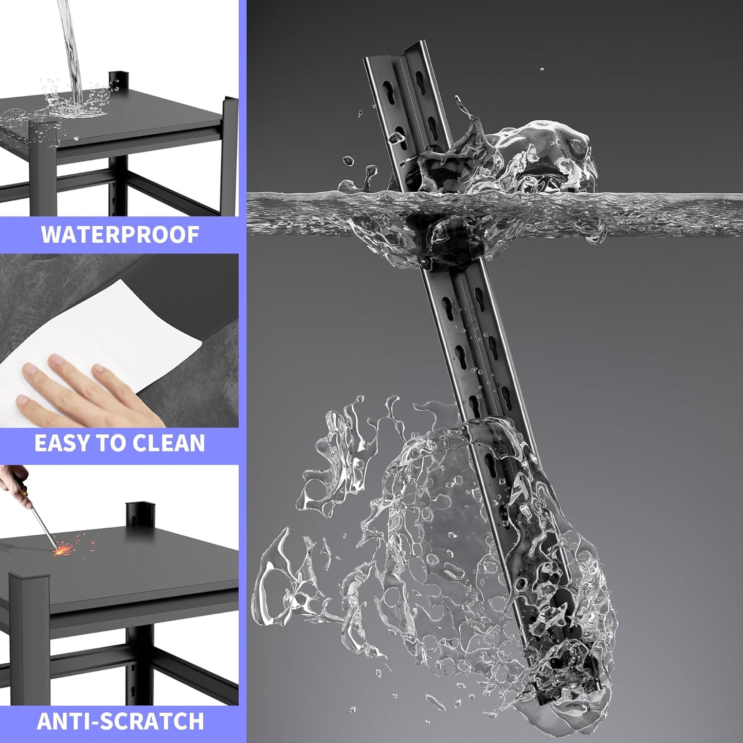 2 Sets Garage Shelving with Wheels and fences Unit 2 Tier Heavy Duty Storage Shelves Easy Assembly Adjustable Metal Steel Utility Shelf Rack Garage Storage Organize for Tools Basement,Warehouse