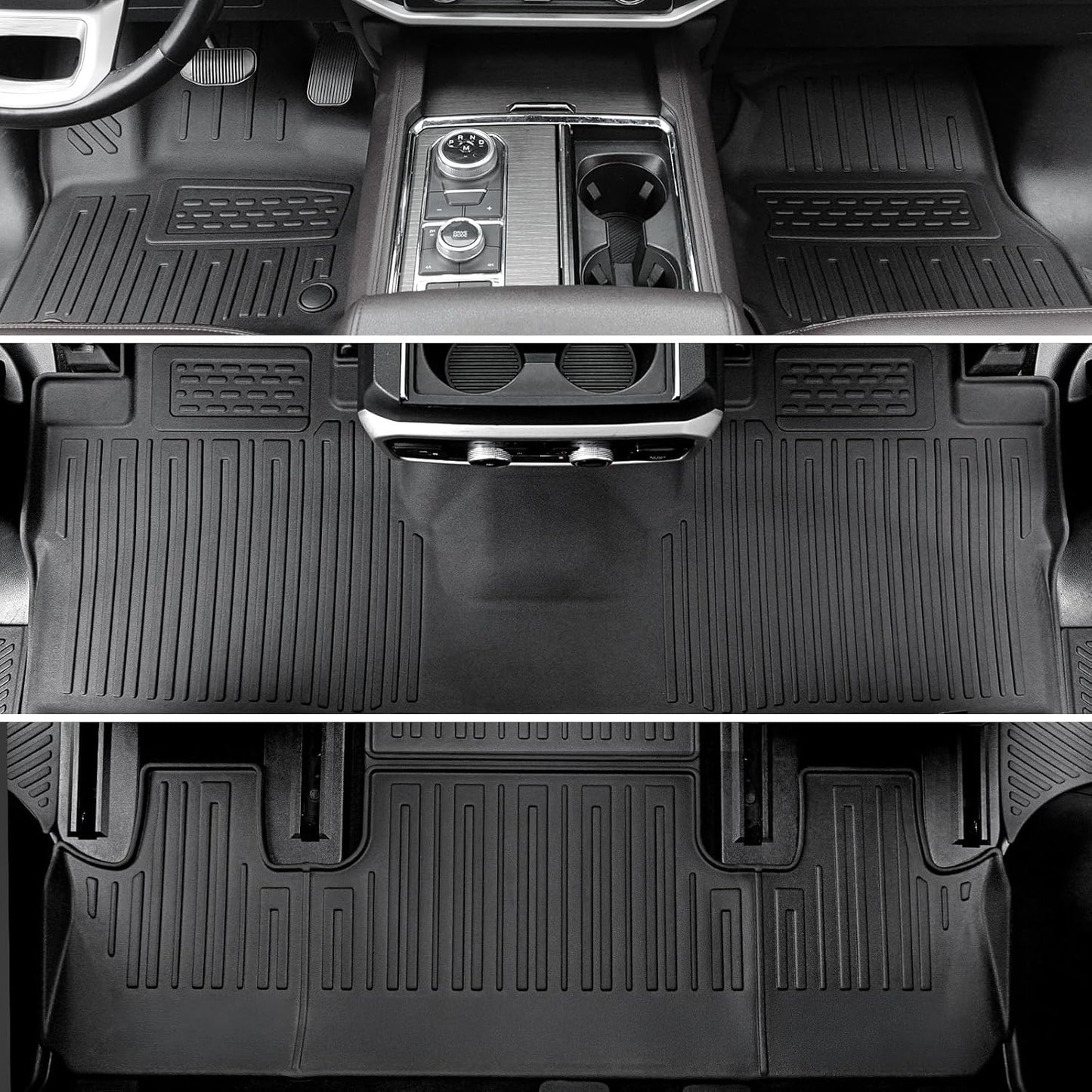 Floor Mats Set for 2018-2024 Ford Expedition/Lincoln Navigator 7 Seats Accessories, Full Coverage All Weather Cargo Mat with Backrest Protectors & Door Sill Guards (Not fit Max or L Model)