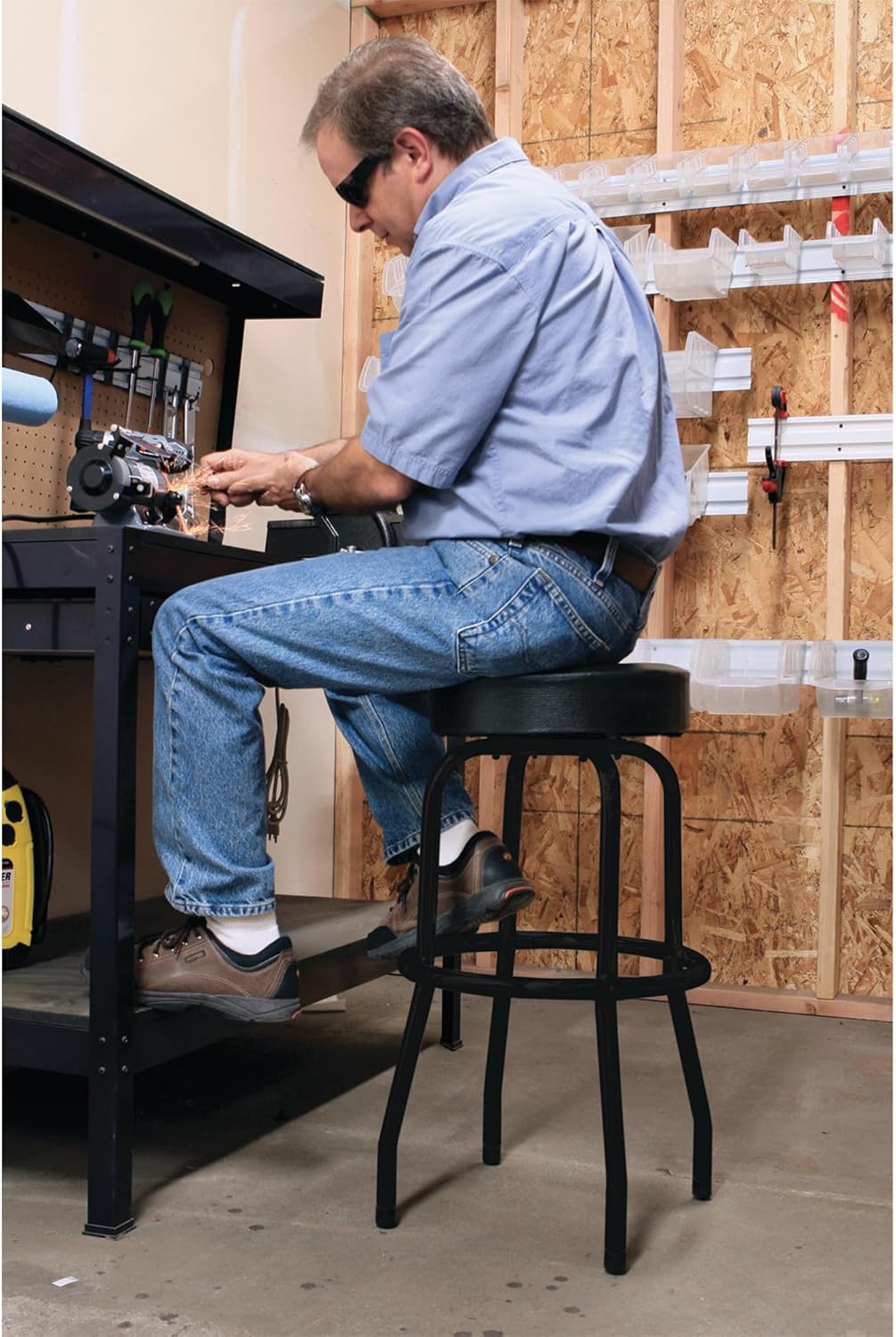 Performance Tool W85010 Swivel Seat Bar Stool for Mechanic Garages and Workshops, Black, 0.6x9.8x5.8-Inches