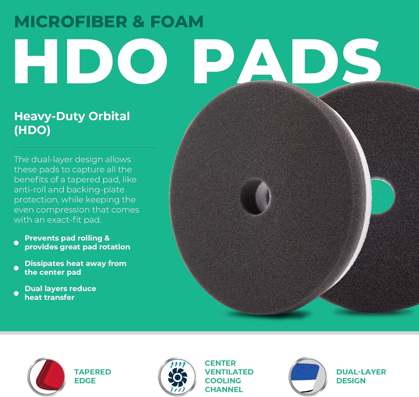 Lake Country 5.5" HDO Black Foam Finishing Pad (1-Pack) – Premium Heavy Duty Orbital Finishing Pad for Painted Surfaces – Fits 5" Backing Plate