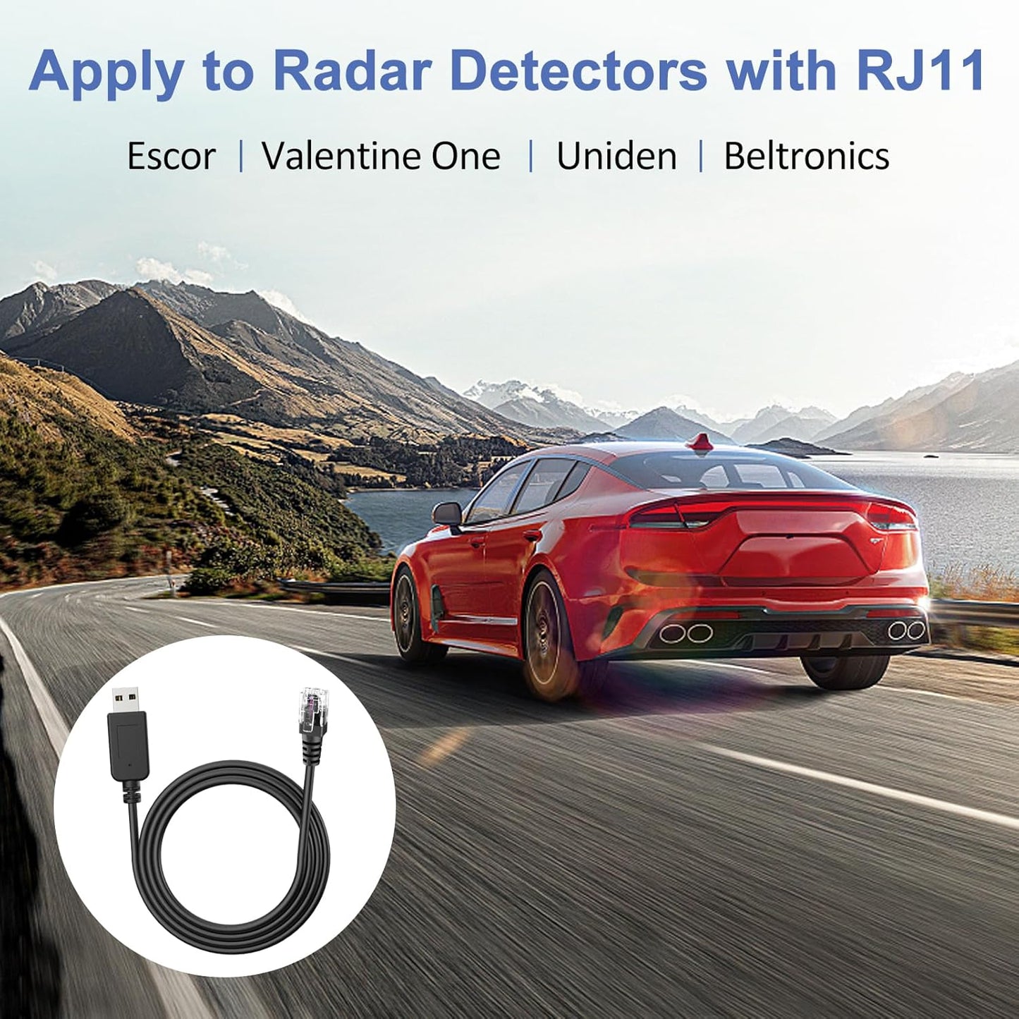 Radar Detector Power Cable, USB to RJ11 DC3.5 Cable,Replacement Radar Detectors Power Cable,for Escort Unide Radenso XP Beltronics Cob'r'a Whistler Radar Detector (RJ11-6.56FT)