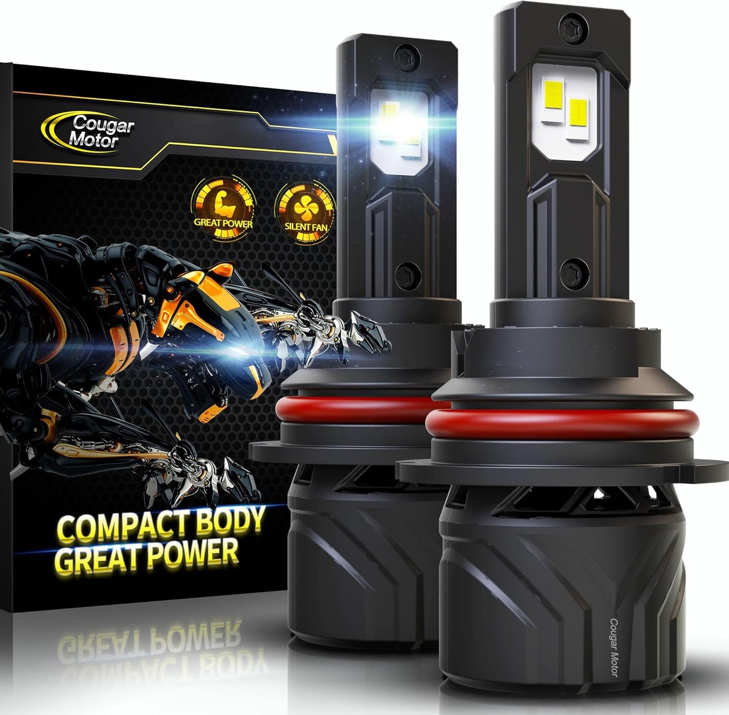 Cougar Motor 9007 Bulbs, HB5 Fog Lights 6500K White Non-Polarity 9007 Fog Bulb or Off-Road Use Plug and Play - Pack of 2