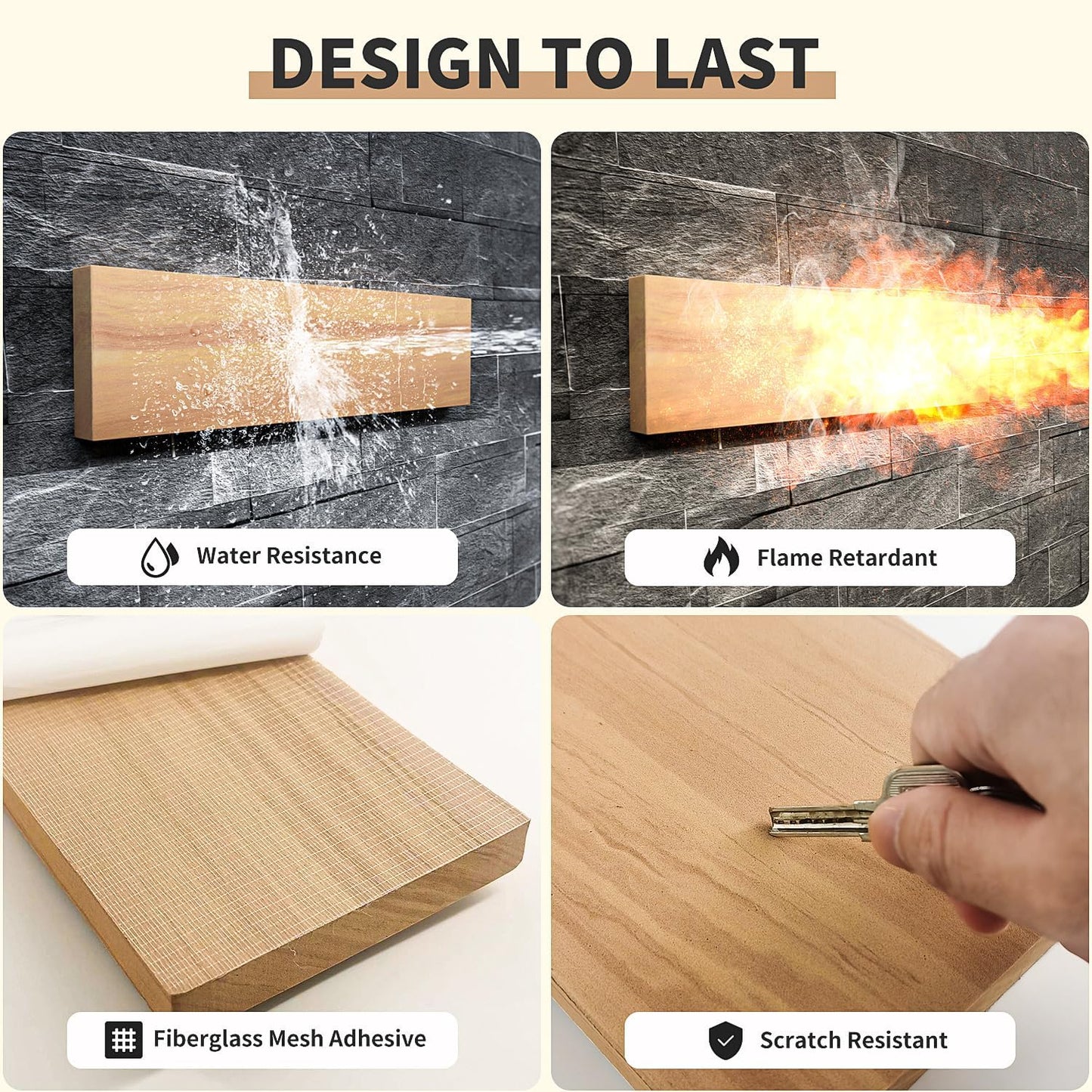 GWP04 Wood Grain Garage Wall Protector Car Door Protectors, Parking Stopper for Garage, Tool-Free, Designed in Germany (4-Pack)