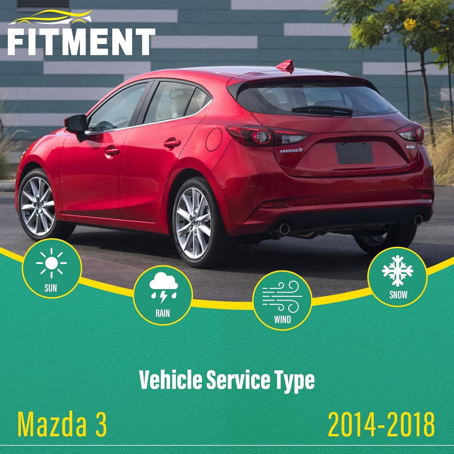 24" 18" 12" Windshield Wiper Blades Replacement for 2014 2015 2016 2017 2018 Mazda 3 Premium All Weather Front Rear Wipers Set - OEM Quality (Pack of 3)