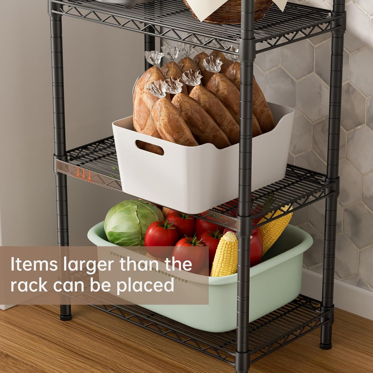 SINGAYE 5 Small Wire Shelves Kitchen Pantry Close Home Organizers and Storage Bathroom Shelf Laundry Room Organization Adjustable Book Metal Garage Shelving Unit