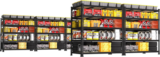 PrimeZone Heavy Duty Garage Storage Shelves - 48" W X 24" D X 72" H Adjustable Metal Shelving Unit, 5 Tier Industrial Shelves for Storage Standing Utility Rack for Warehouse, Basement, Black, 5 Pack