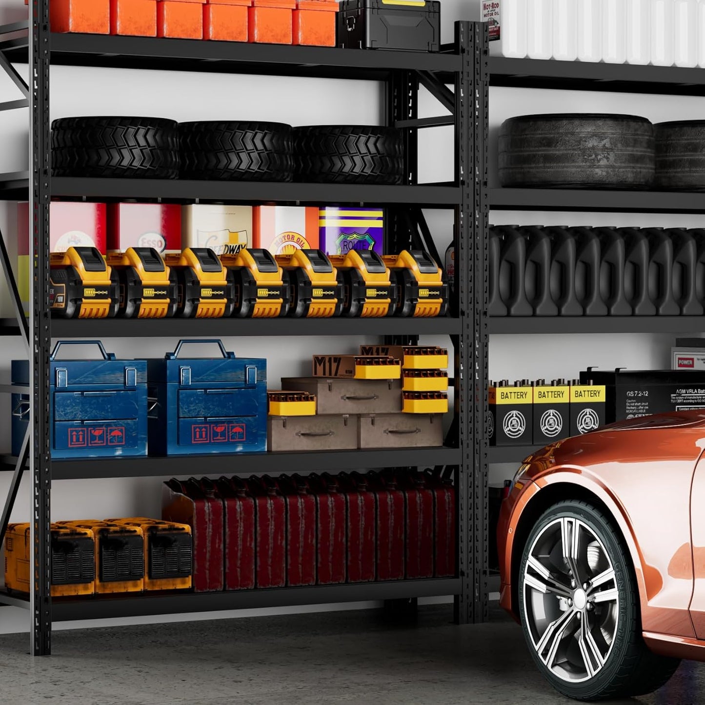 Garage Shelving Heavy Duty - 6.5ft W Extra Large Metal Shelving Units and Storage for 4000lbs, 4tier Adjustable Basement Storage Industrial Shelves Pallet Racking Organizer (23.6"D *78.7"W * 78.7"H)