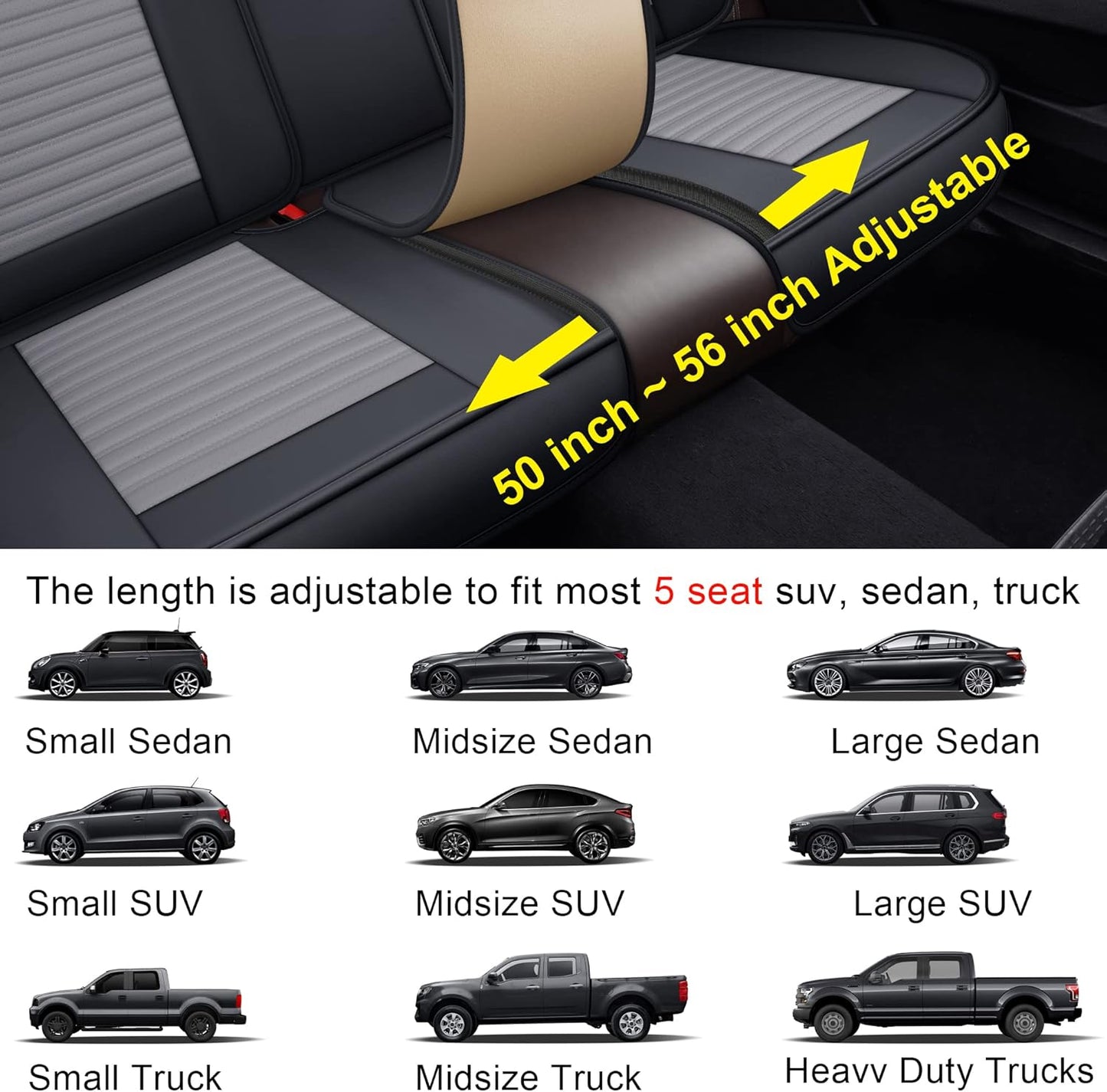 LINGVIDO Car Seat Covers, Breathable and Waterproof Faux Leather Automotive Seat Covers for Cars SUV Truck Sedan,Universal Anti-Slip Driver Seat Cover with Backrest(Rear Seat, Gray+Black)
