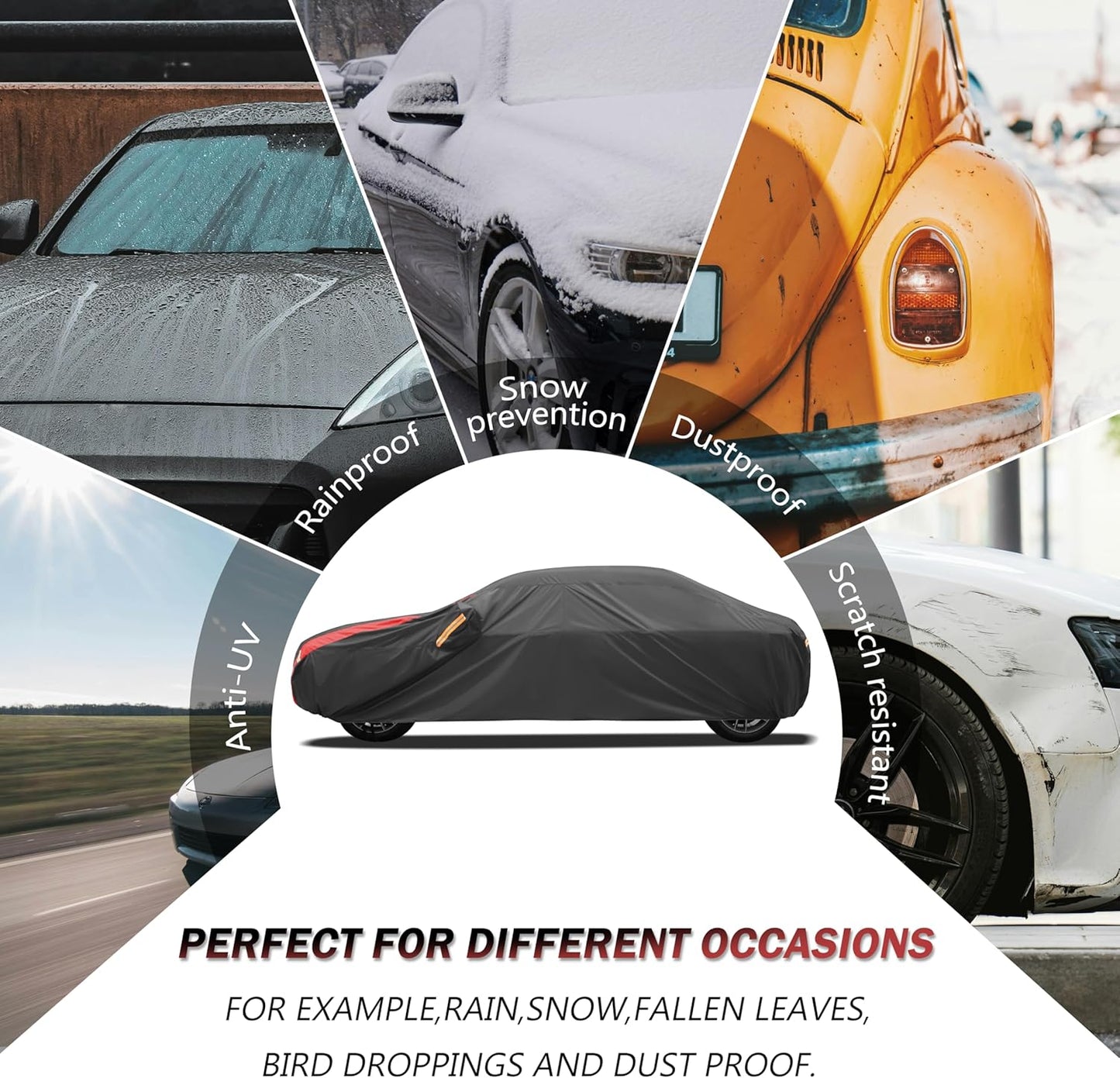 Car Cover Automobiles Waterproof All Weather for for Sports Coupe,Universal Fit Mazda Miata/MX-5, BMW Z3, Honda S2000, Chrysler Crossfire, Saturn Sky, Pontiac Solstice etc.(See Size Chart)