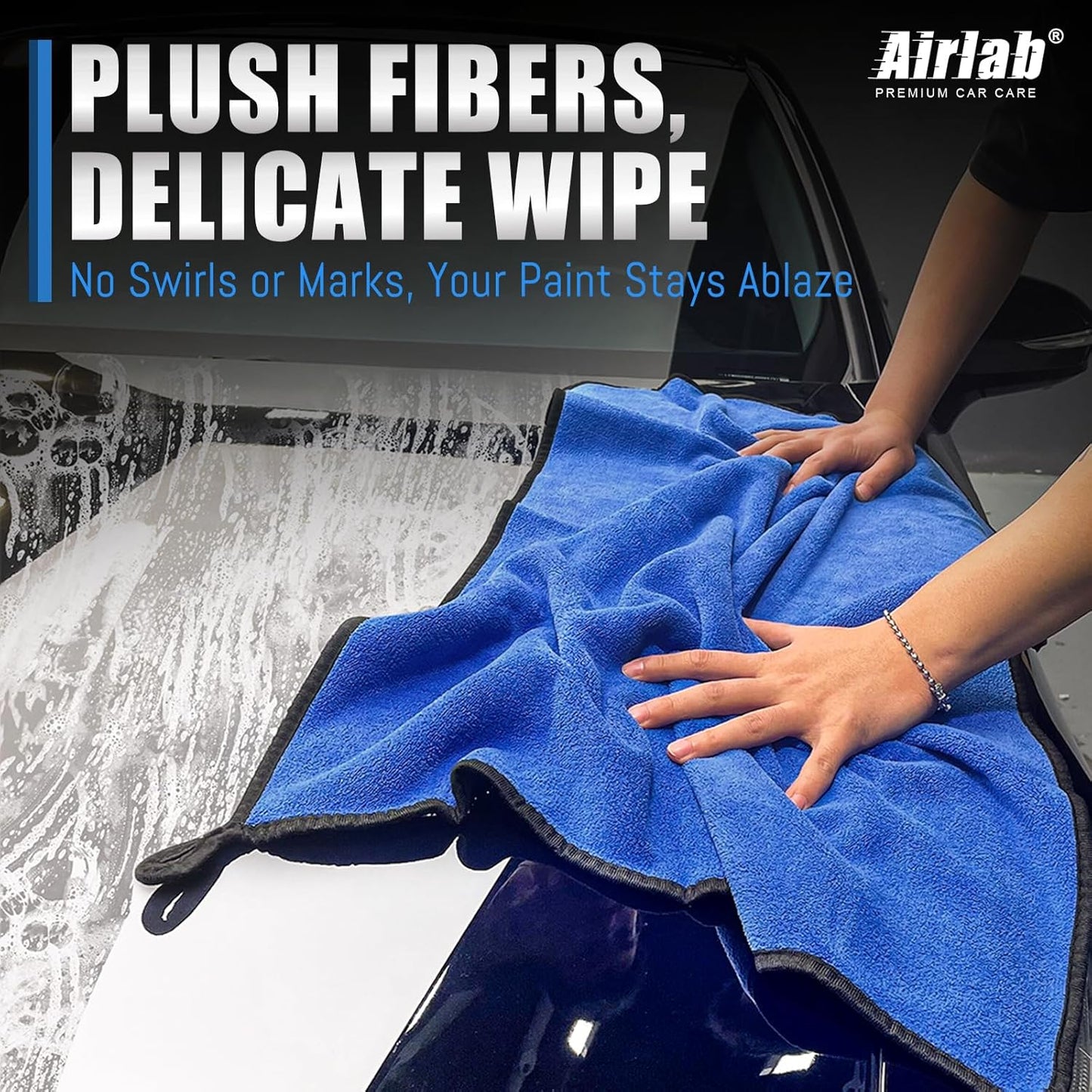 Airlab Microfiber Towels for Cars Wash Drying Thick Plush Cleaning Cloth Auto Detailing Super Absorbent for Interior & Exterior Lint Free, Streak Free, 35 x 24 Inch, 500 GSM, Pack of 1