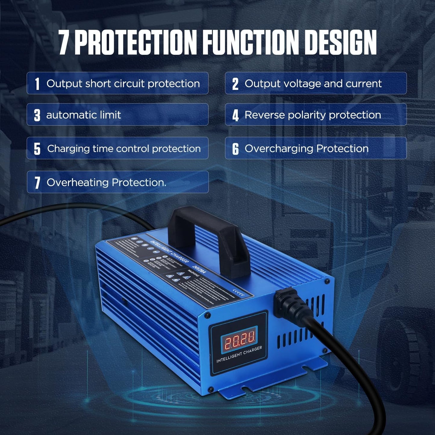 Forklift Battery Charger 24V 30A Automatic Smart Charger, Automotive Battery Charger Fully-Automatic Smart Charger for Forklift Club Car Golf Cart (24V20A)