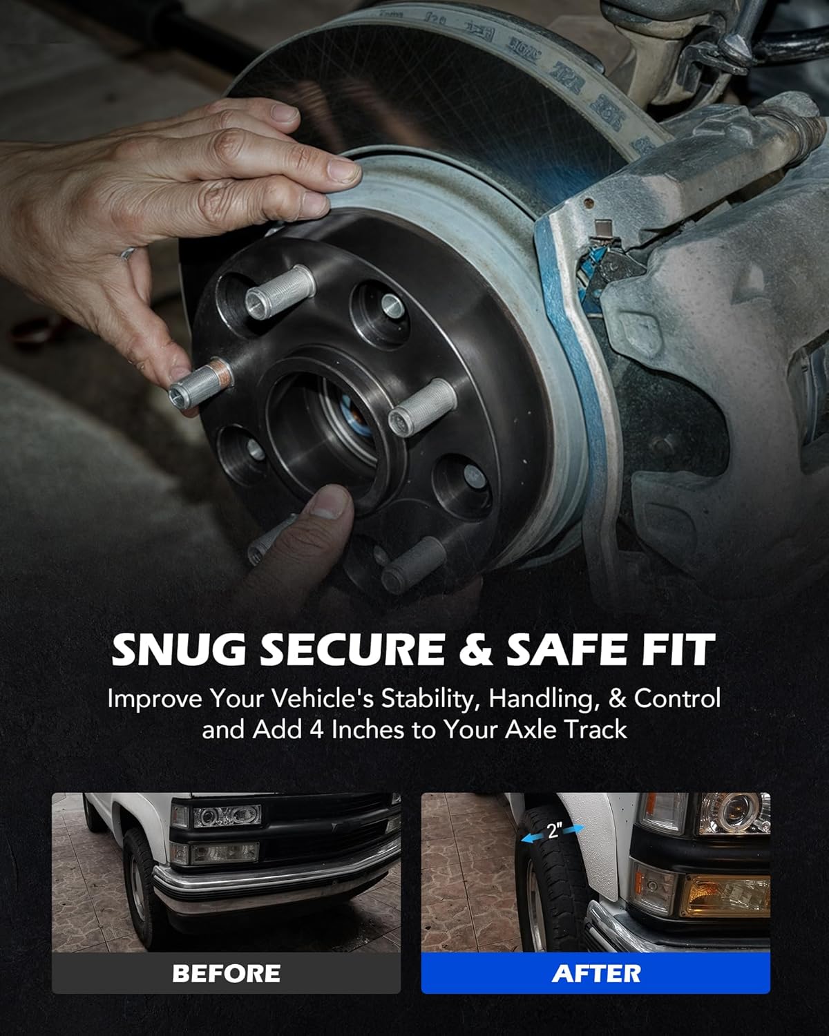 Orion Motor Tech 4x4 Wheel Spacers, Golf Cart Wheel Spacers Compatible with EZGO EZ GO Golf Cart Club Car ATV, 2" Wheel Spacers with 1/2"-20 Studs, Set of 4