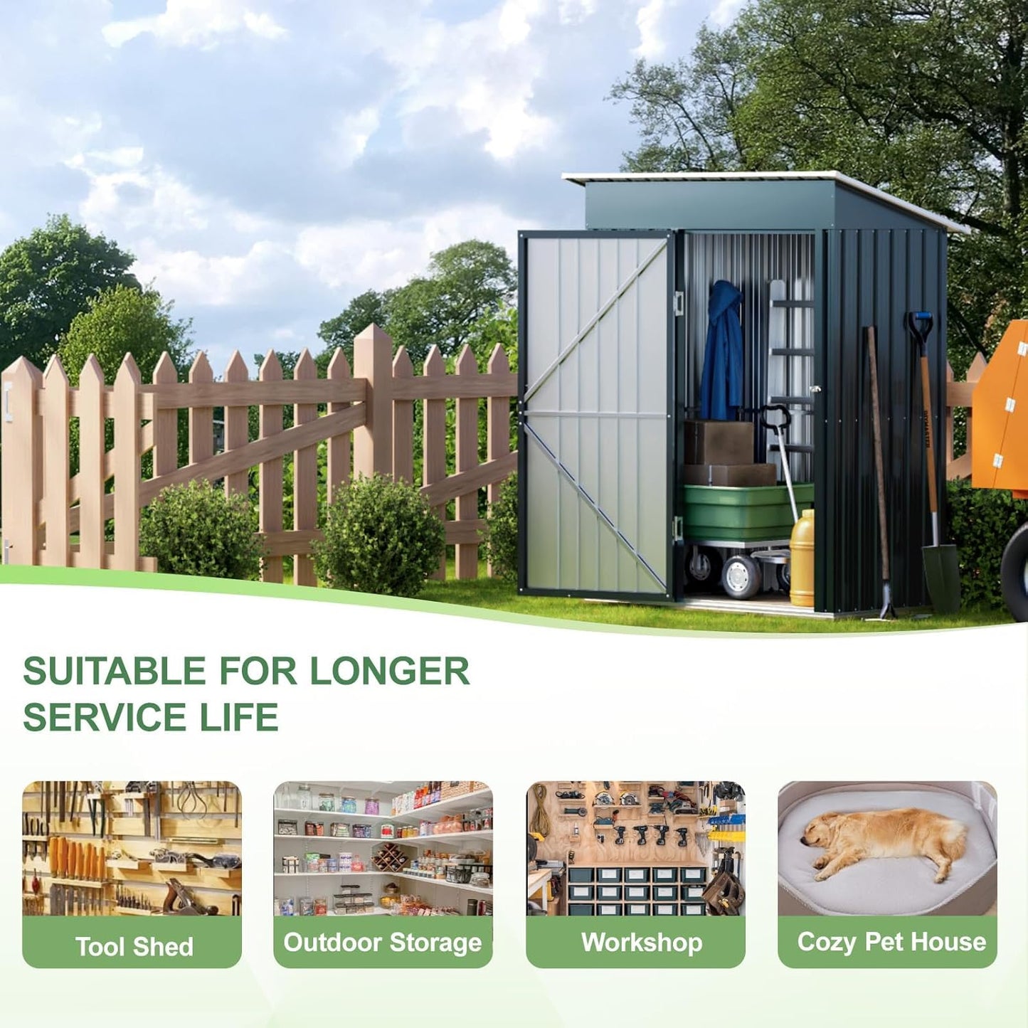 Breezz 5x3FT Vertical Outdoor Steel Storage Shed with Floor Frame, Lockable Doors, Compact Metal Tool Shed for Garden, Backyard, Patio, Utility, and Bike Storage