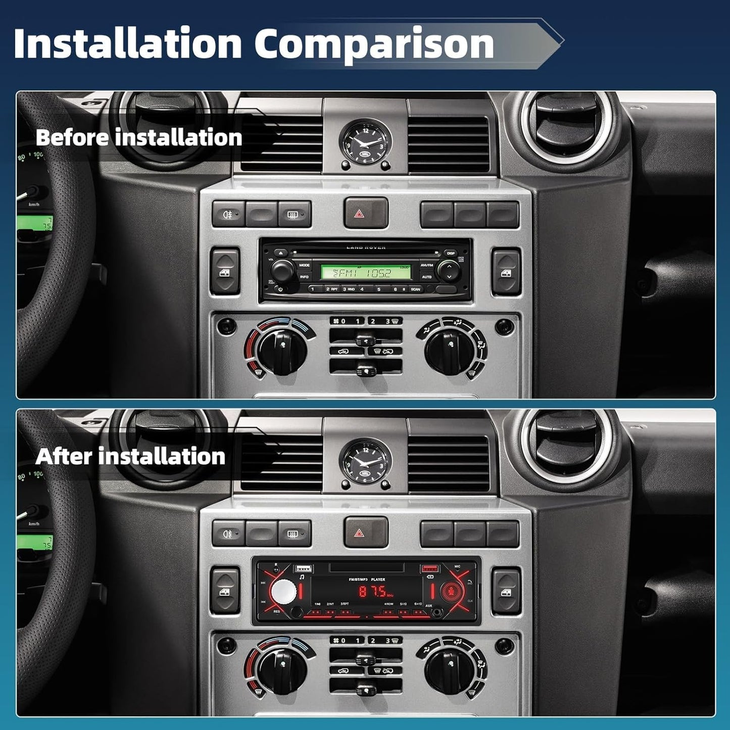 Car Radio Single Din Bluetooth Digital Car Stereo Receiver Hands-Free Calls Audio Multimedia System with 2 USB/AUX FM Radio USB Quick Charge MP3 Player