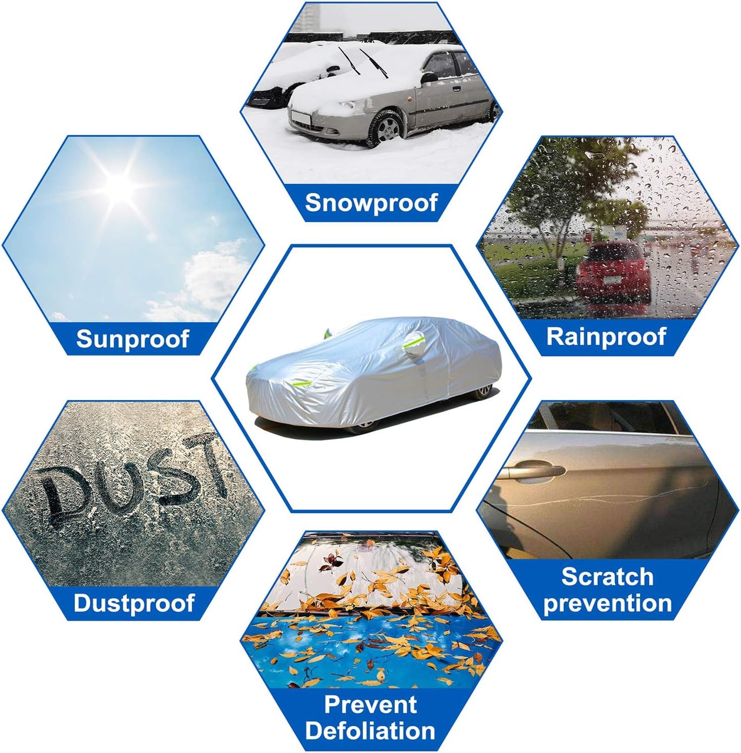 KouKou Station Wagon Car Cover Waterproof All Weather for Automobiles, Full Exterior Cover Outdoor Universal Fit for Audi A4 Avant, A4 Allroad, Volvo V60, etc., Fit Touring Vehicle (178 to 190 inch)