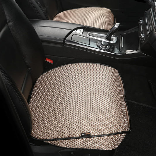 Auto Newer Breathable Universal Four Seasons Car Seat Covers, Luxury Car Seat Cushion，Protectors for Front Seat Bottoms,Compatible with 95% Vehicles， Fit for Cars Truck SUV (Gold Beige,2PCS)